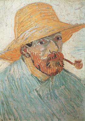 Vincent Van Gogh Self-Portrait with Pipe and Straw Hat (nn04)